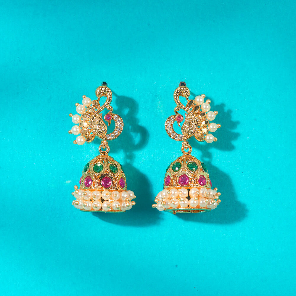 Peacock Pearl Drop Earrings 