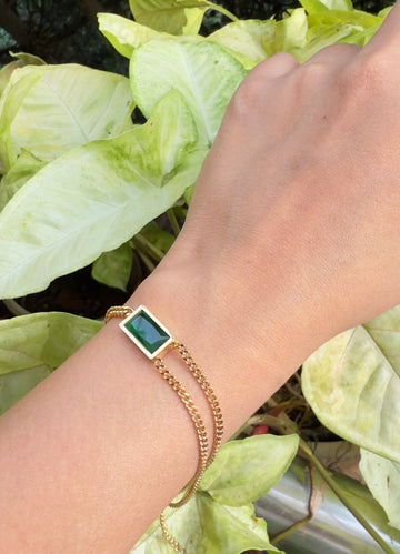 Golden Emerald Gem Bracelet