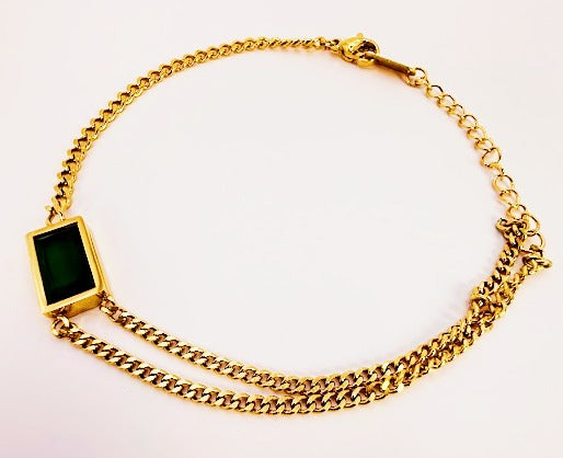 Golden Emerald Gem Bracelet