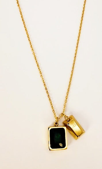 Emerald Golden Cube Necklace