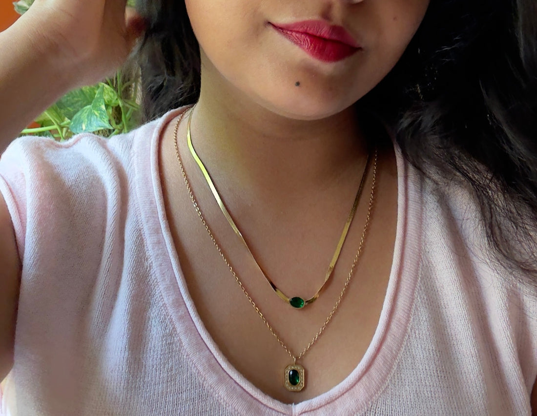 Emerald elegance duo Necklace