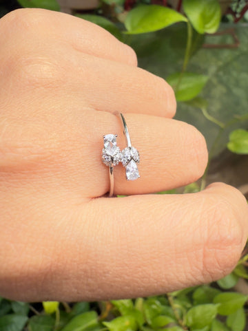 Crystal Rosebud adjustable Ring