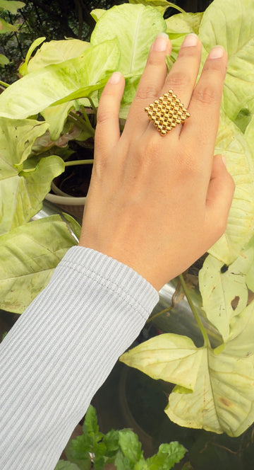 Golden Bead Cluster Ring