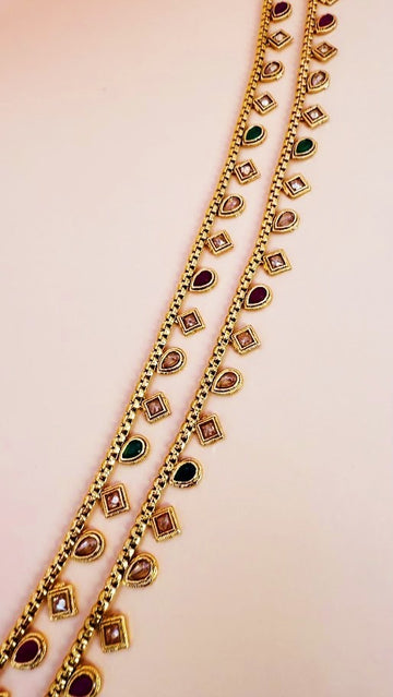 Nurvi Rubygreen Gold Plating Payal