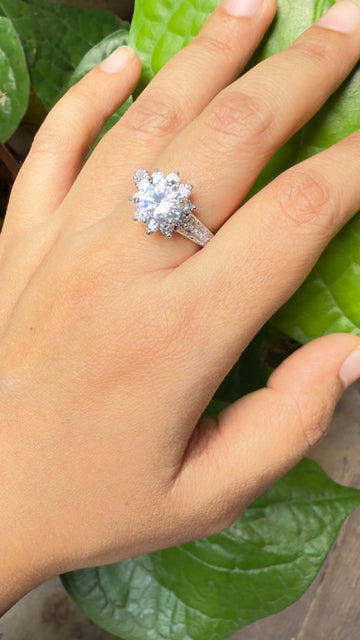 Starburst Solitaire Adjustable Ring