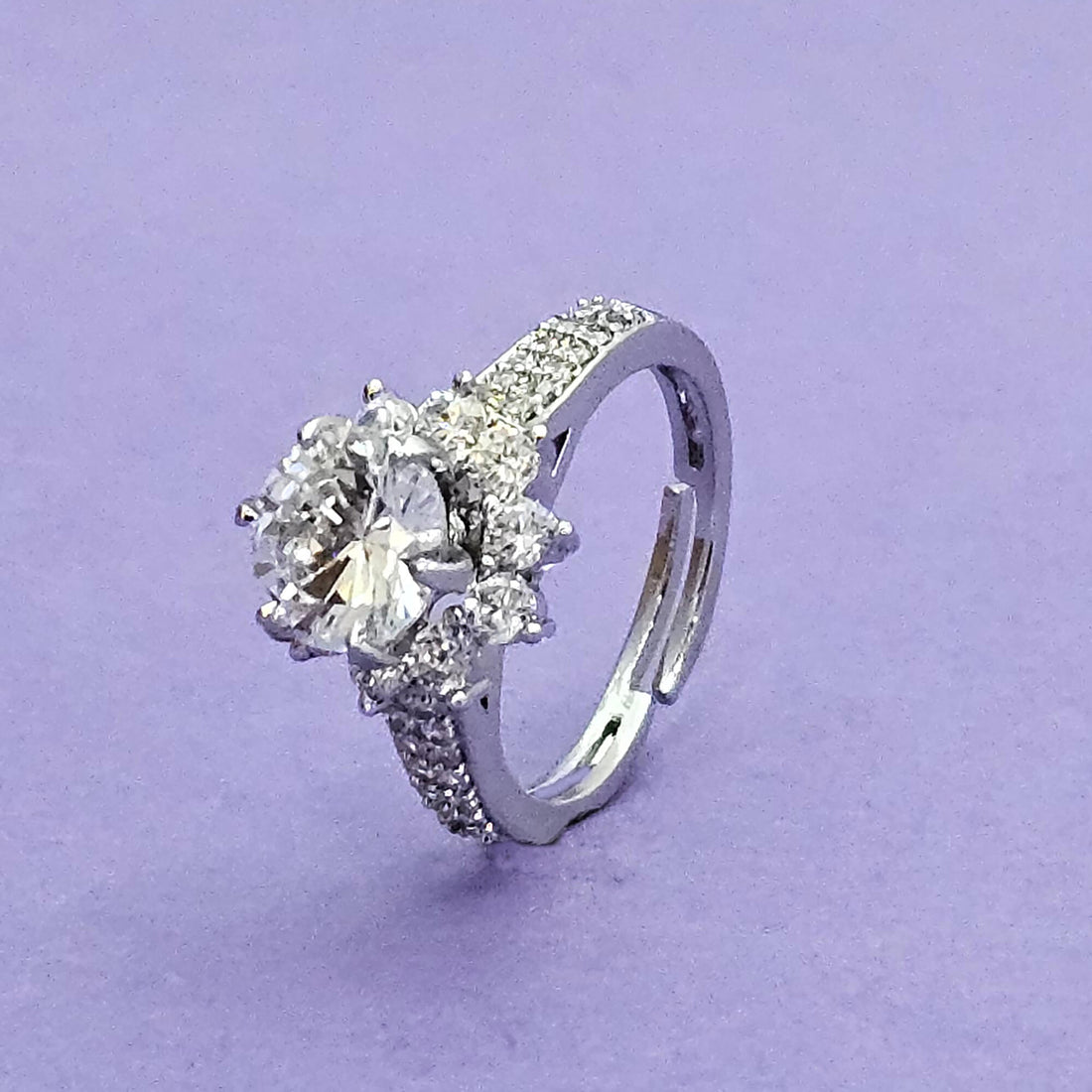 Starburst Solitaire Adjustable Ring