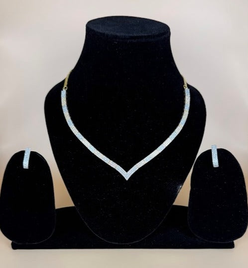 Radiant V shape Cubic Zirconia Necklace Set