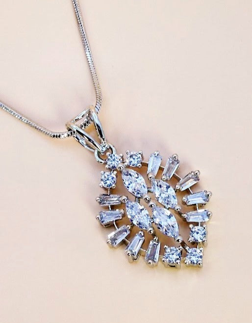 Modern Bloom CZ Diamond Necklace Set