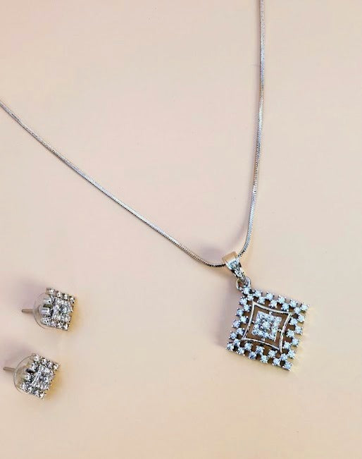 Art Deco CZ Diamond Necklace Set