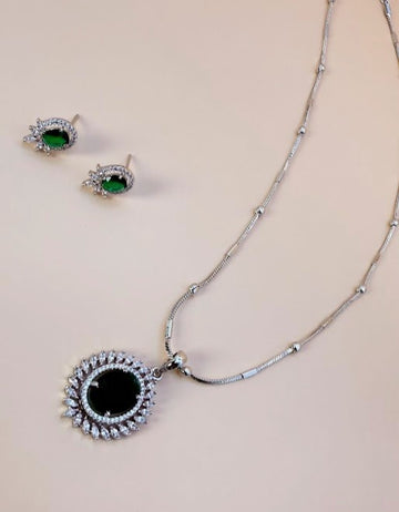 Peridot CZ Diamond Necklace Set