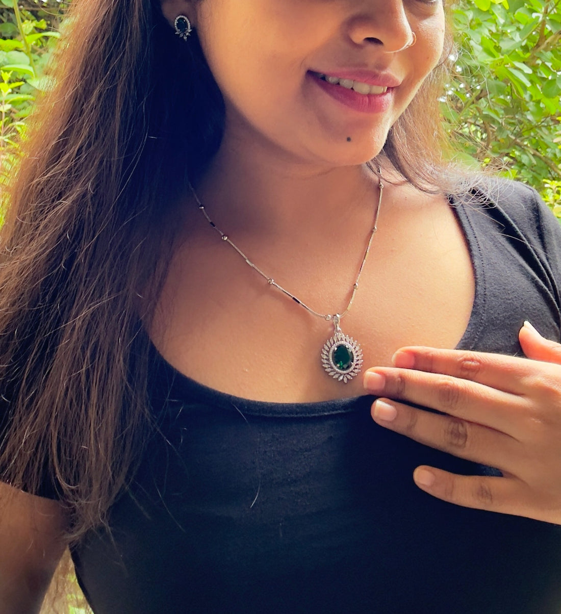 Peridot CZ Diamond Necklace Set