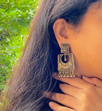 Nritya Veda Oxidized Earrings