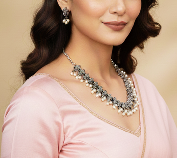 Noorika Pearl Oxidized Choker Set