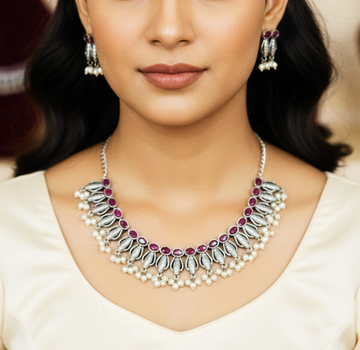 Berry Blossom Oxidized Necklace Set