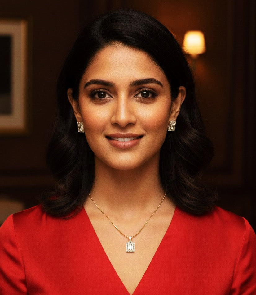 Radiant Rectangle CZ Diamond Necklace Set