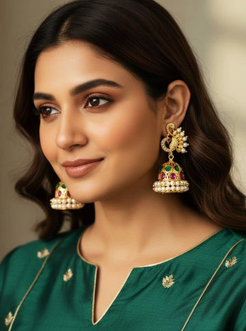 Peacock Pearl Drop Earrings 
