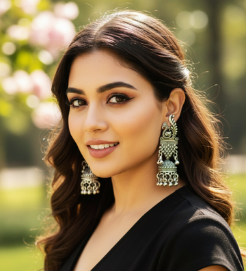 Ethnic Peacock Oxidized Earrings