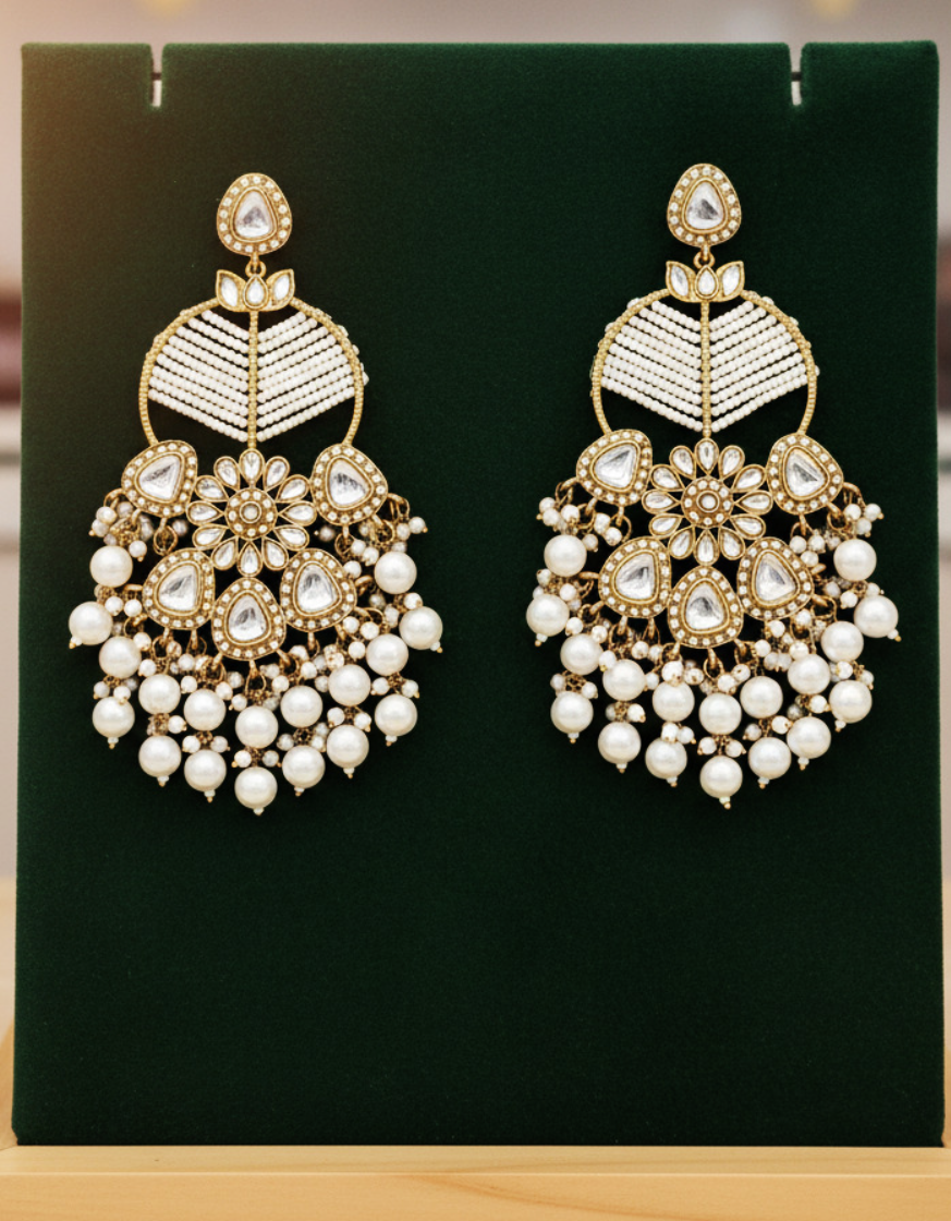 Tanira Kundan Pearl Earrings