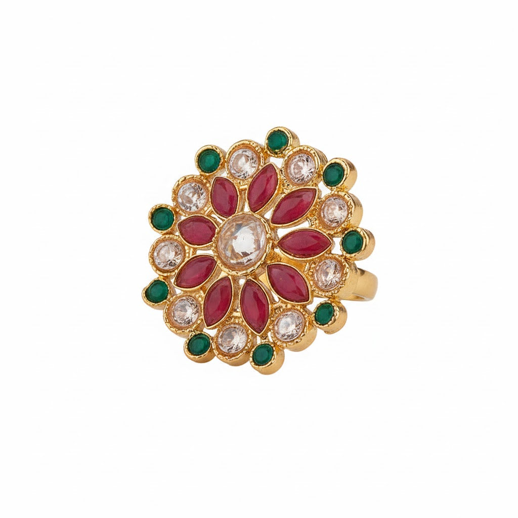 Roshani gold plating multicolor Ring