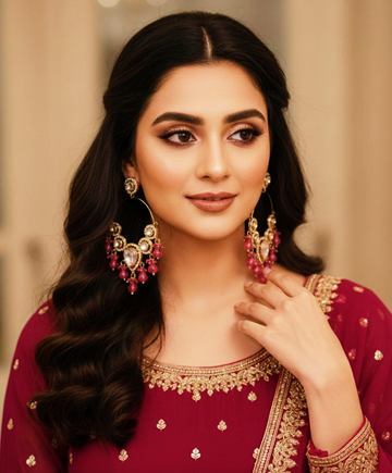 Sagarika Kundan Chandbali Earrings