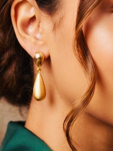 Golden Rain Drop Earrings 18K Gold Plated
