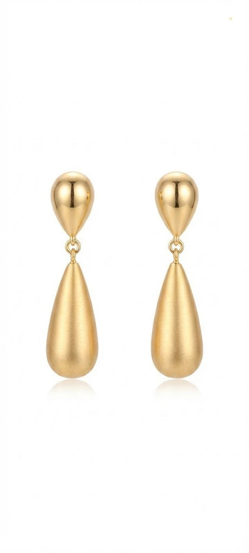 Golden Rain Drop Earrings 18K Gold Plated