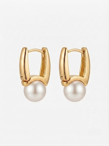 Luminous Chunky pearl Hoops 18K Gold Plated