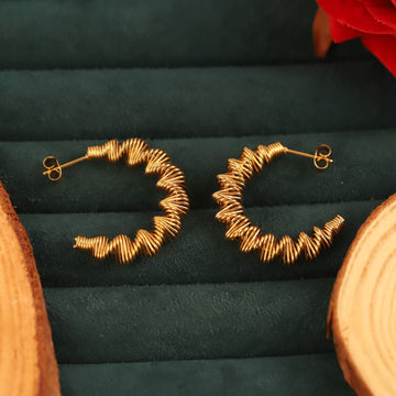 Golden Wavy  Hoop Earrings