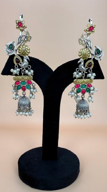 Kanak Mayuri Oxidized Earrings