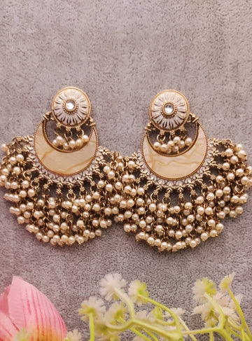 Meenakari Pearl Chandbali