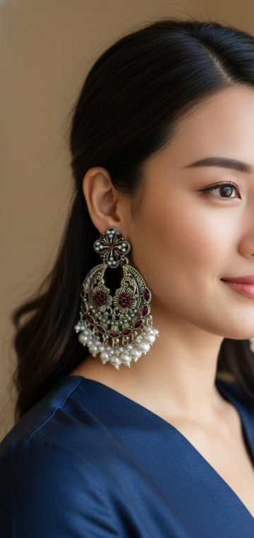 Bela Chand Bali Oxidized Earrings