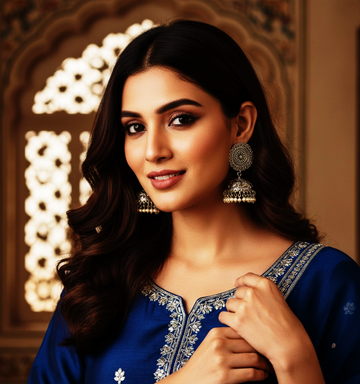 Mandala Moti Jhumka Oxidised Earrings