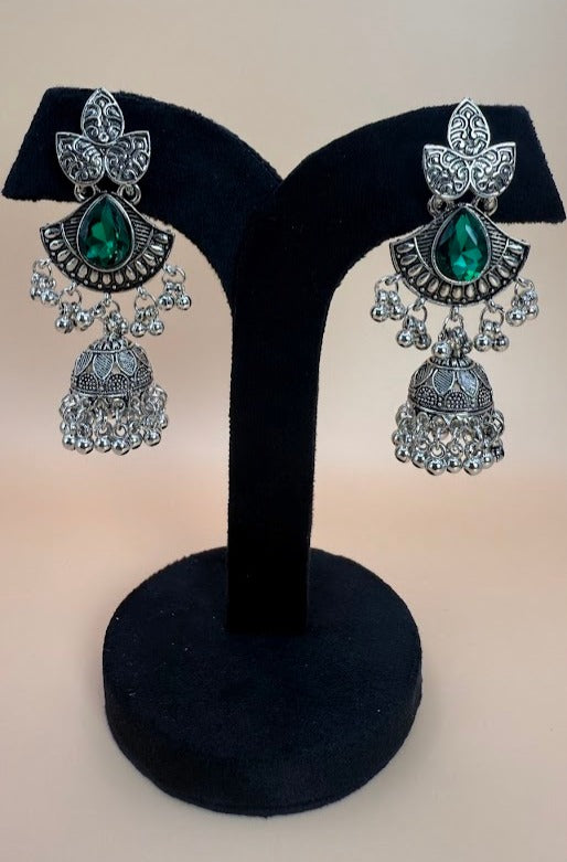 Apsara Jhumka Oxidized Earrings
