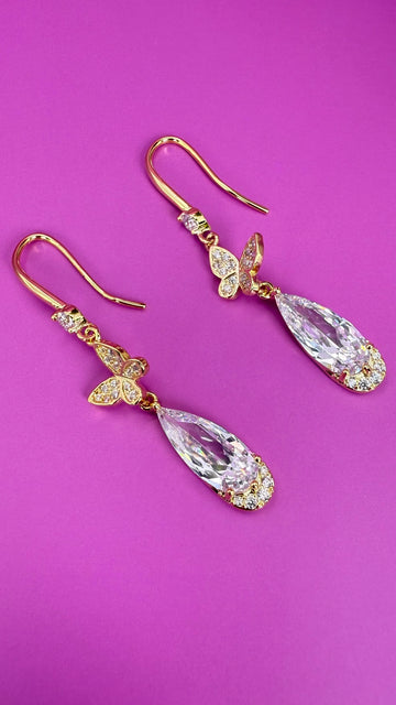 Crystal Butterfly Dangle Earrings