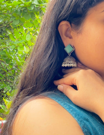 Gemstone Oxidized Earrings