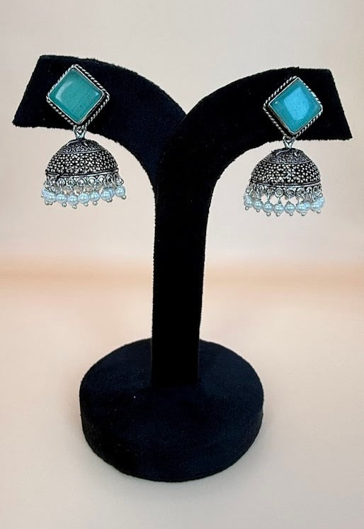 Gemstone Oxidized Earrings