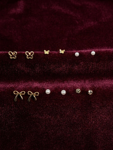Bow Butterfly pearl Studs Earrings
