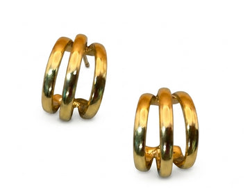 Trinity Half Hoop Earrings 18K Gold Plated