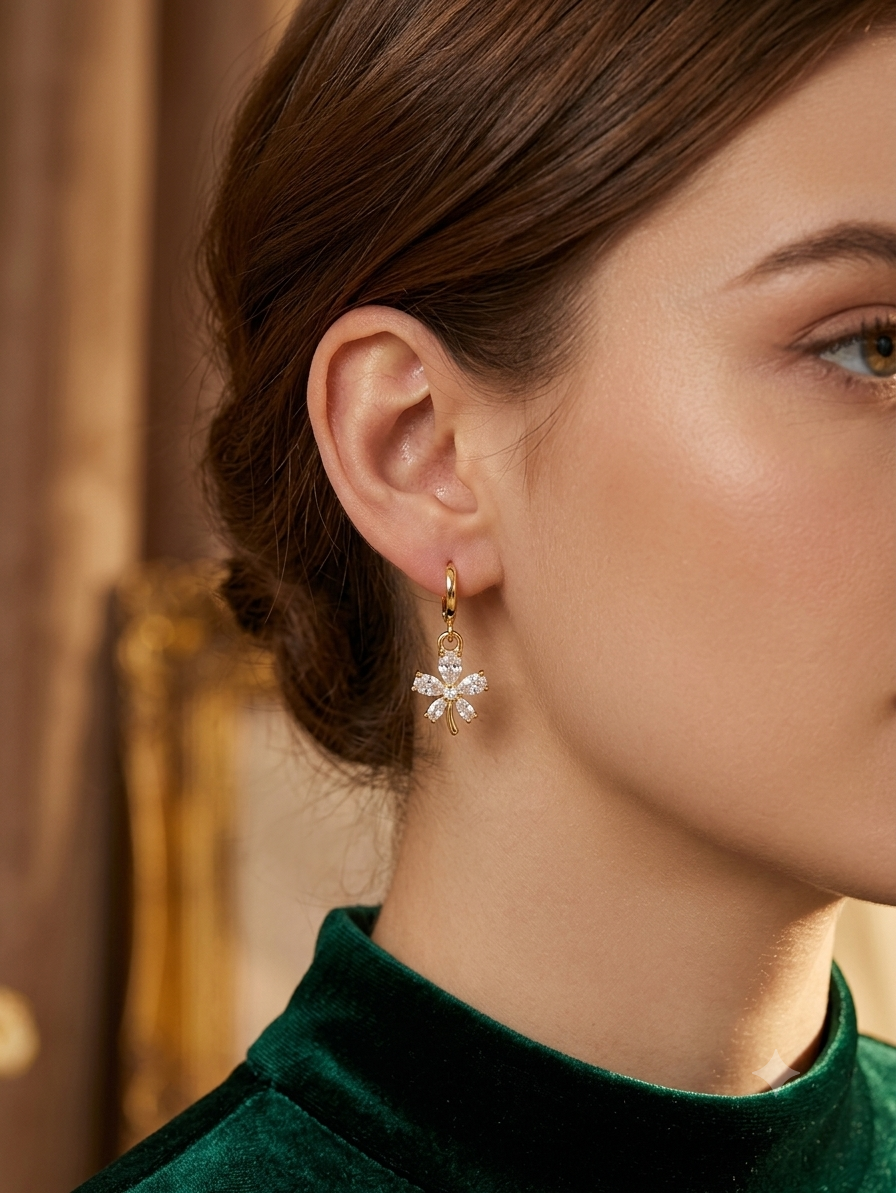 Iris Dangle Earrings 18K Gold Plated Earrings