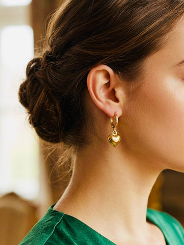 Bella Heart Dangle Earrings 18k Gold Plated