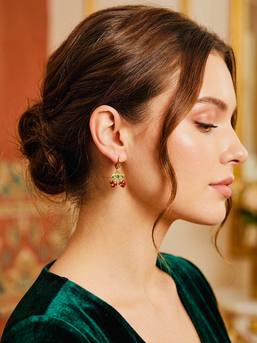 Sweethearts Cherries Earrings 18K Gold Plated