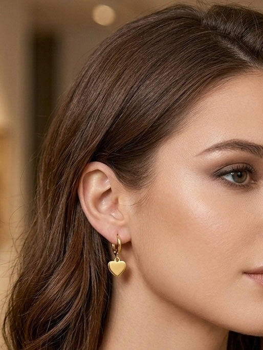 Aurelia Heart Hoops Earrings 18K Gold Plated
