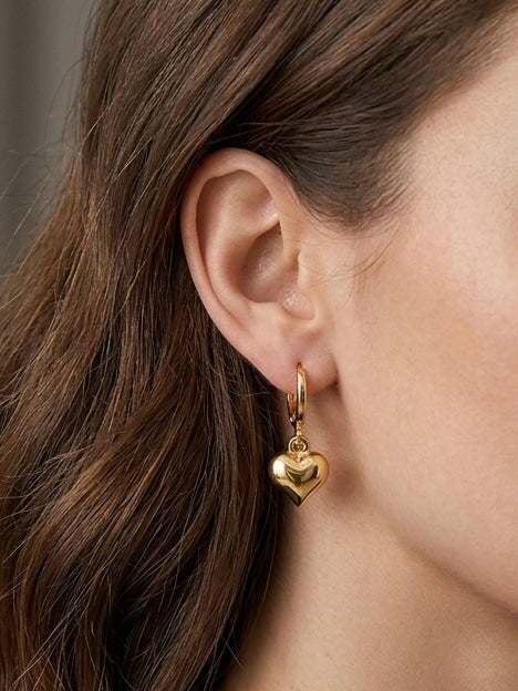 Bella Heart Dangle Earrings 18k Gold Plated