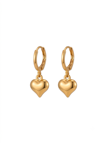 Bella Heart Dangle Earrings 18k Gold Plated