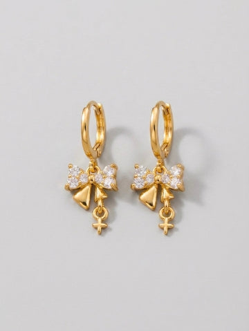 Juliet Bow Drop Earrings 18K Gold Plated