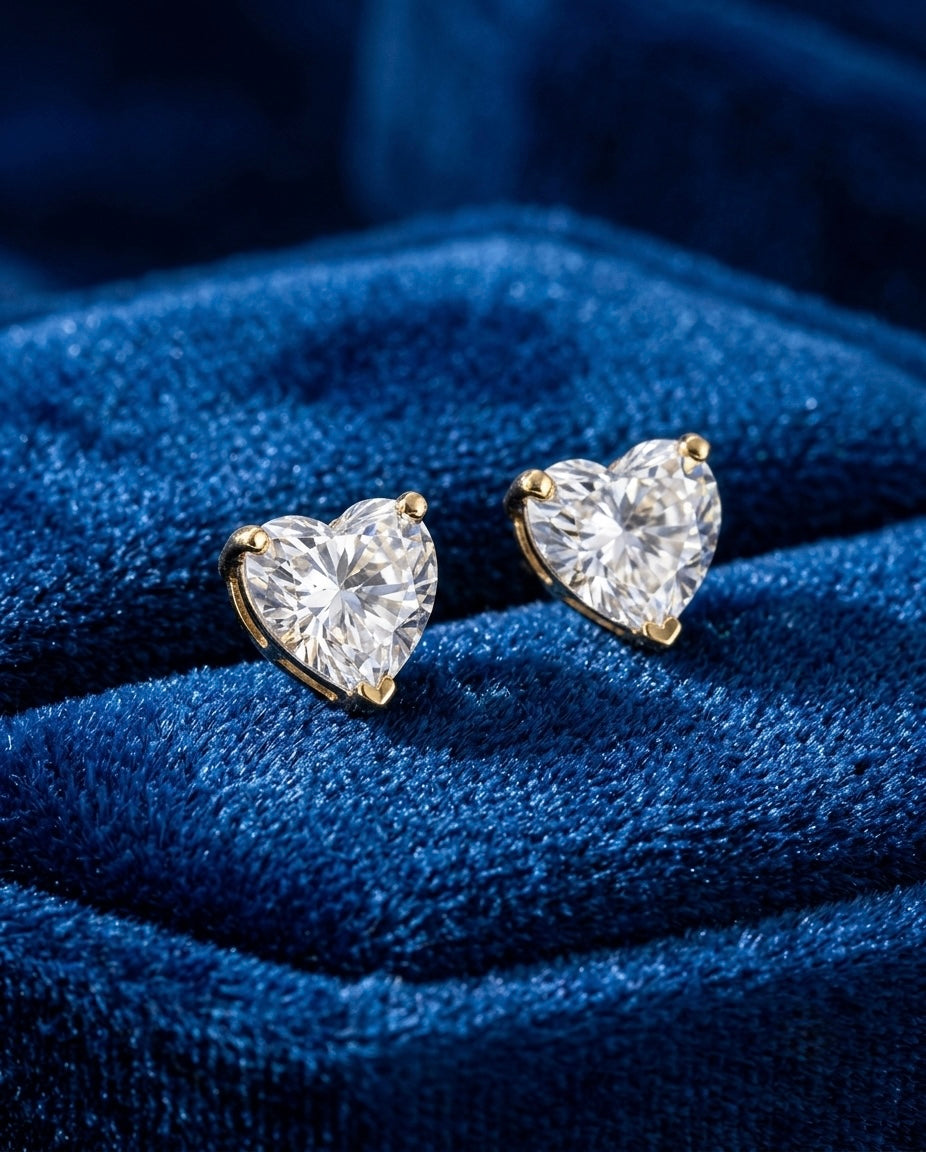 Heart Cubic Zirconia Small Studs 18K Gold Plated