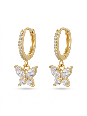 Floral butterfly zirconia Earrings 18K Gold Plated