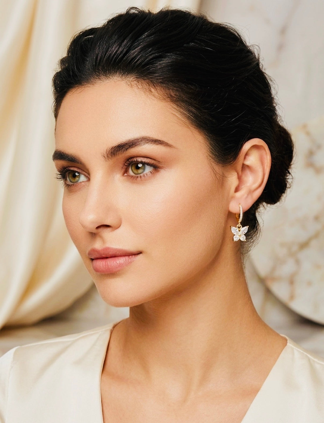 Floral butterfly zirconia Earrings 18K Gold Plated