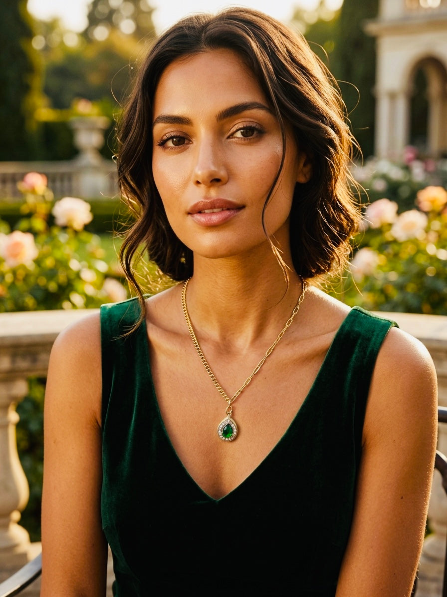 Sirinaa Emerald Necklace 18K Gold Plated